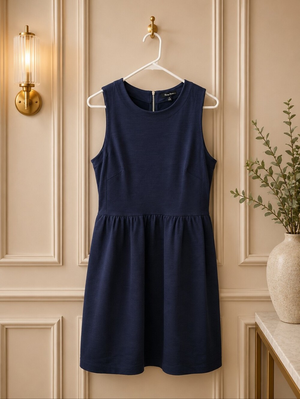 Madewell Medium Navy Sleeveless Midi Dress With Pockets